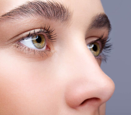 Closeup shot of female face makeup